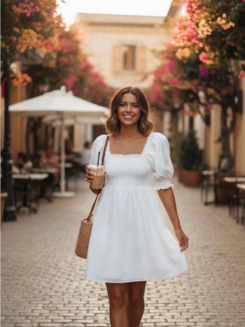 NWT Hill House White Swiss Dot Smocked Bodice Midi Dress